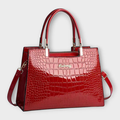 Lora. - Glossy Crocodile Pattern Handbag