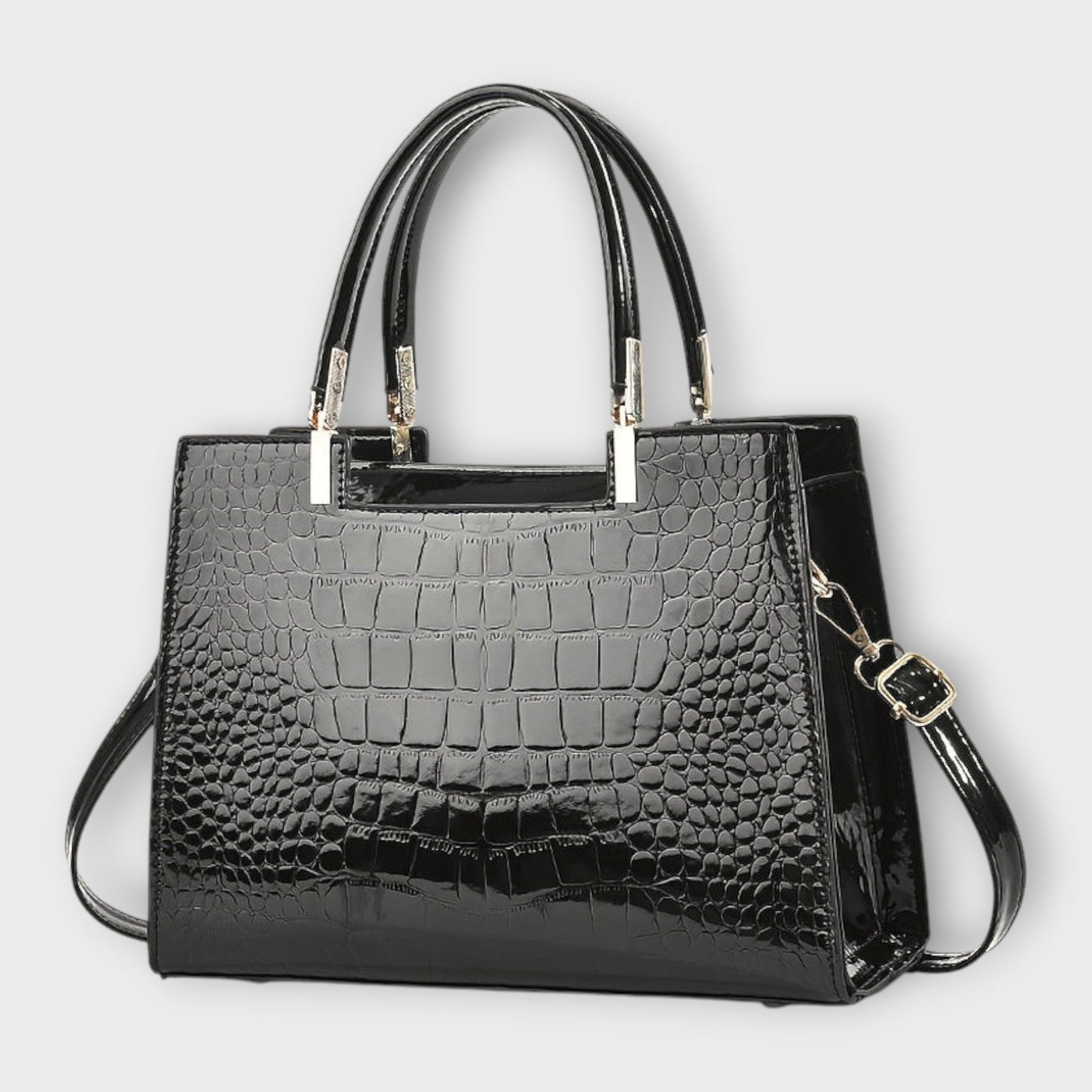 Lora. - Glossy Crocodile Pattern Handbag